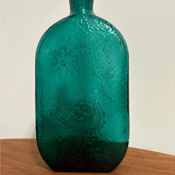 Teal Embossed Glass Vase - Picture 6 of 8
